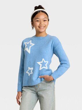 NEW Girls' Graphic Novelty Sweater - art class™ Blue Large 10/12